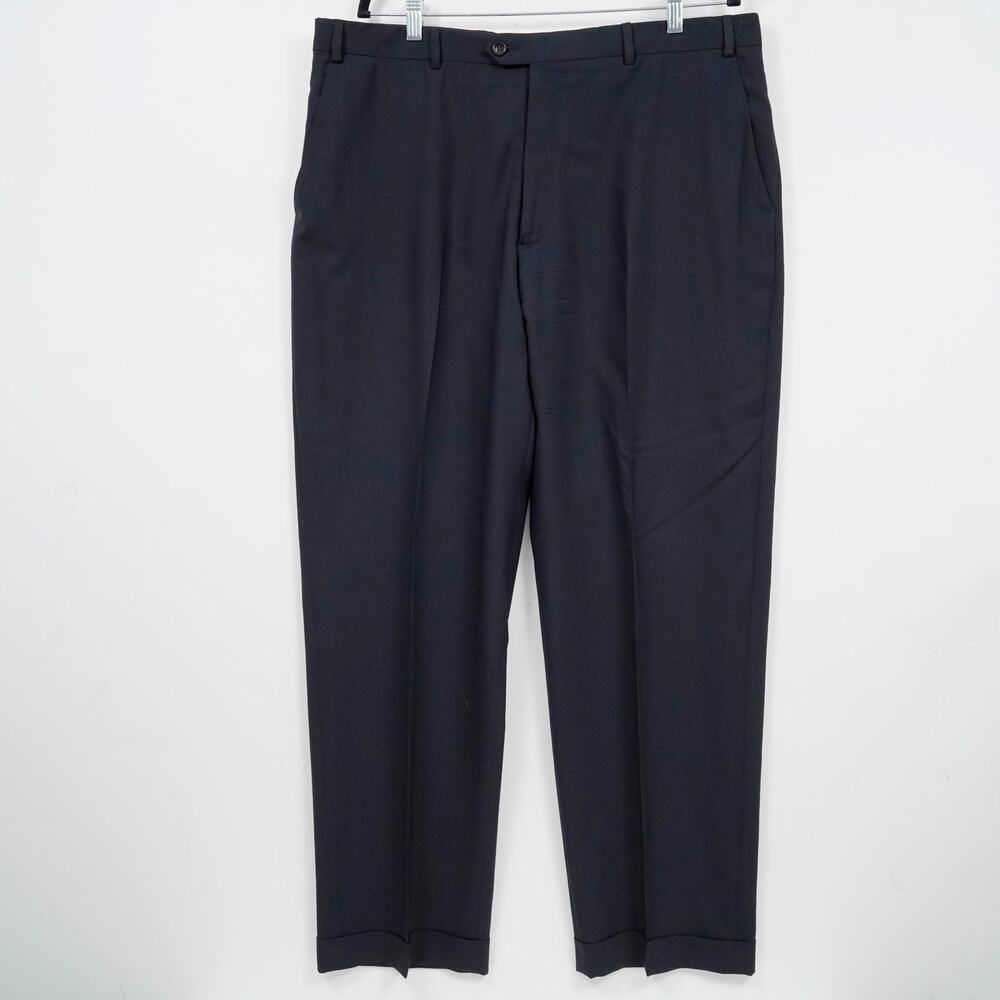Armani Collezioni Navy Wool Dress Trousers 39x29 High Rise Tailored Pants